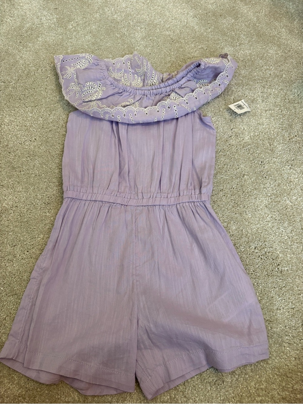 Old Navy Lavender One-Shoulder Eyelet Romper - Girls